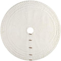 48-Inch Cable Sweater Knit Christmas Tree Skirt with Wooden Toggles, Cream by StarryDynamo