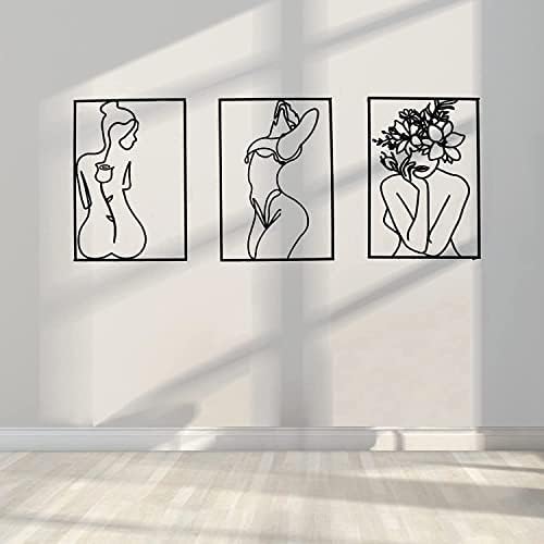 Glamativity Large 4 Pack Black Wall Art, Minimalist Single Line Art, Real Metal Wall Art, Woman's Body Shape Abstract Art (Black Classic Style, L Size 22.5 x 15.7'') - Image 5