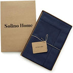 Solino Home Cotton Linen Cloth Dinner Napkins Navy, 20 x 20 in, Set of 4 - Image 3