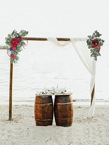 Artificial Wedding Arch Flowers Kit, 2 Pcs Garlands Silk Peony Flower Swag, Rustic Artificial Eucalyptus Greenery Floral Swag, Artificial Floral Garland Wreath for Wedding Ceremony Party(Champagne) - Image 5