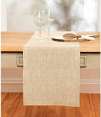 Solino Home 100% Pure Linen Table Runner Beige Long, Athena 14 x 144 in - Image 2