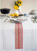 Solino Home 100% Pure Linen Table Runner, 14 x 90 in, Red and White Striped by SolinoHome