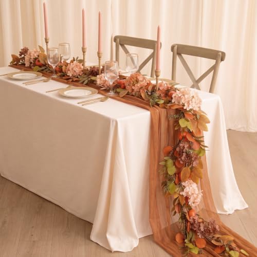 Thiccywoov 5ft Fall Garland Autumn Artificial Hydrangea Decor for Mantel - Image 3