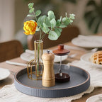 KINGFOM Round Decorative Tray, PU Leather Vanity Tray Organizer with Gold Trim for Dresser, Coffee Table & Bathroom Counter, Modern Home Decor Jewelry & Perfume Tray for Men Women (Gray) - Image 7