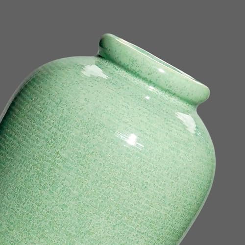 Green Ceramic Vase - 11 Inch Tall Modern Flower Vase for Pampas Grass, Pottery Decorative Vase for Centerpieces, Farmhouse Decor, Living Room, Kitchen, Shelf, Table Decor - Image 7