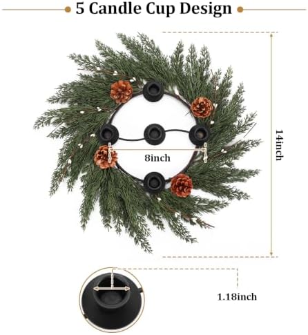 Yinder Cypress Leaves Wreath 14" 5-Hole Gold Centerpiece - Image 3