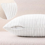 Mecatny Corduroy Decorative Throw Pillow Covers 22x22 Set of 2 White - Image 5