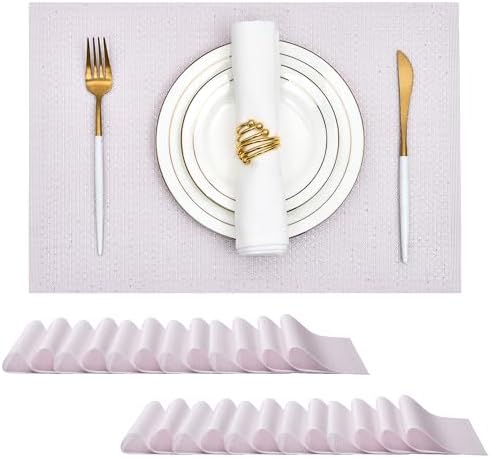 Leetaltree Woven Vinyl Placemats Set of 24, Lavender Sequin by Leetaltree-ArtatEveryTable