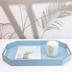 Spsyrine Blue Plastic Serving Tray for Ottoman, Coffee Table, Octagon Decorative Tray for Entertaining, Outdoor, Living Room, Home Decor - Image 3