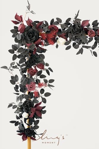 Ling's moment 5 FT Black Artificial Flower Garland - Image 4
