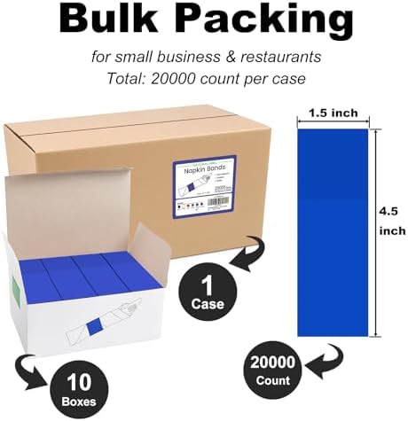 NATURALABEL Self-Adhesive Napkin Bands, Bulk Pack of 20,000, Blue - Image 2