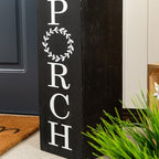 Glitzhome 24"H Wooden Welcome Sign, Rustic Farmhouse Double-Sided Box-Shaped "WELCOME PORCH" Sign, Outdoor Front Door and Courtyard Decoration（Black） - Image 6
