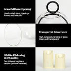 Hurricane Candle Holders Set of 2-10" & 7.8" Black Metal Base with Glass Dome, Includes 2 Pillar Candles, Hanging or Tabletop Centerpiece (Batteries Not Included) - Image 6