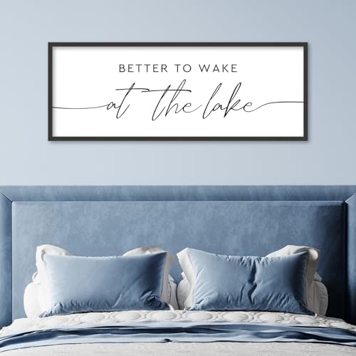 Better To Wake At The Lake Sign Above Bed Wall Decor, 40"×15", Black - Image 5