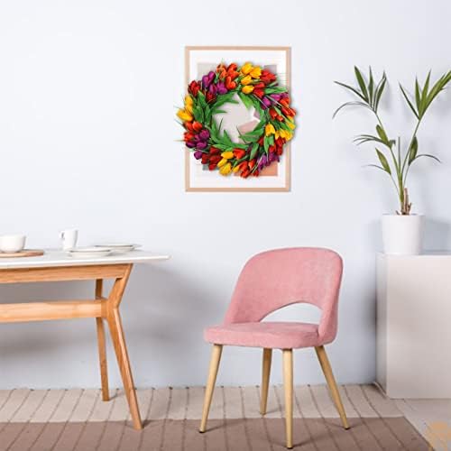 U'Artlines 20 Inch Tulip Wreath for Front Door, Spring Summer Silk Wreath - Image 3