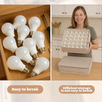 2 Pcs Light Bulb Organizer Storage Box Ornament Storage with 30 Dividers Foldable Bulbs Organizer with Lid Sturdy PP Board Fits Various Standard Dustproof Fabric Case for Home Vbs (Beige) - Image 6