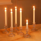 Glass Candle Holders Set, Vintage Decorative Design,Elegant Table Candlesticks Set for Dining Room,Wedding, Spring Party, Romantic Dinner, Festival & Windowsill Decor (12, Clear, XZS) - Image 6
