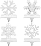 URATOT Pack of 4 Christmas Stocking Holders Snowflake Stocking Hangers Mantel Stocking Hooks for Christmas Decoration, White by URATOT
