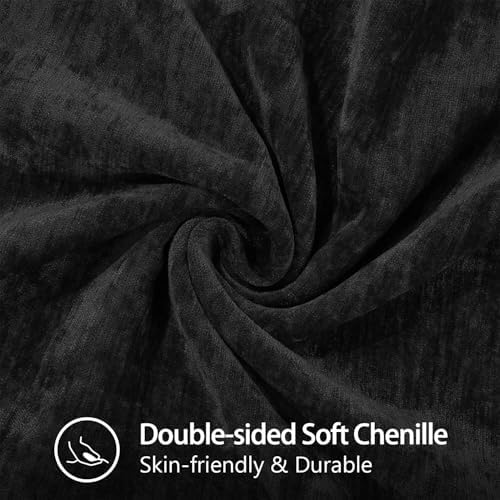 decorUhome Soft Chenille Throw Pillow Covers 20x20 Set of 2 Black - Image 2