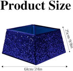 XmasExp Christmas Tree Collar, 24 inch Sequin Tree Skirt Stand Base Cover for Home Decor, Medium Size 4 Piece, Blue - Image 2