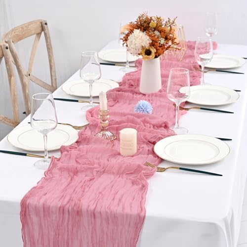 12 Pack Dusty Rose Cheesecloth Table Runner,20x120 in Table Runner - Image 5