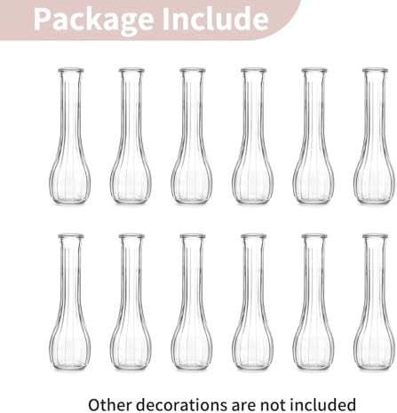 NUPTIO Glass Bud Vases Centerpiece Bulk, 8.5" Tall, Clear, Set of 12 - Image 6