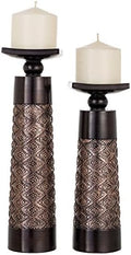 Creative Scents Dublin Brown Pillar Candle Holder Set of 2 - Home Decor Aesthetic, Coffee Table Decor Mantel Centerpieces Table Decorations, Living Room Decor or Dining Tabletop Decor -Gift Packaged- by CreativeScents