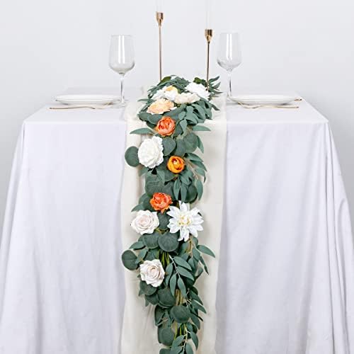 Kisflower 5 Pack 6.56FT Green Eucalyptus Garland for Decoration Table with Willow Leaves Greenery Garland Fake Hanging Plants Vines for Wedding Arch Decor Party Room Home Garden Office Wall Decor - Image 2