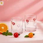 Skylety 2 Pcs Heart Icons Juice Glasses Love Drinking Cups 13.5 oz Old Fashioned Whiskey Cocktail Coffee Mugs for Mother's Day Party Gift Decor - Image 6