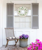 Briful Spring Wreaths for Front Door 18'' Fake Bougainvillea Flower Wreath Silk White Floral Hanging Wreath Outdoor Summer Wreath for Home Wall Fireplace Front Porch Patio Décor - Image 5