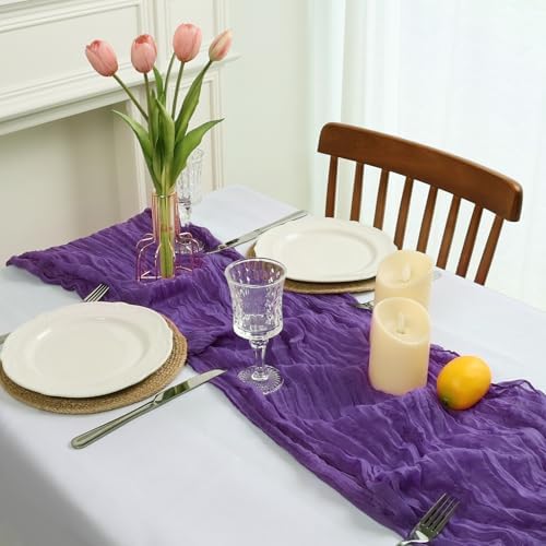 12 Pack Dark Purple Cheesecloth Table Runner 23 x 120 Inch 10Ft - Image 3