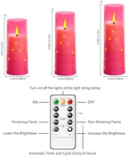 Flameless Candles,with Embedded Star String, Battery Operated Candles Flickering LED Pillar Candles with Remote Control and Timer, Home Decoration Add a Warm and Romantic Atmosphere，Set of 7 (Pink) - Image 2