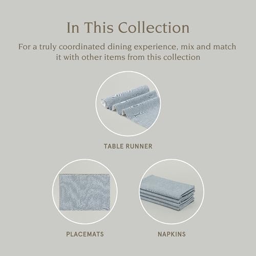 Over&Back Set of 4 Woven Chambray Placemats - Colorful Dining Table Mat - 100% Cotton - Machine Washable - Kitchen and Home Decor - Blue - 14" L X 20" W - Image 4