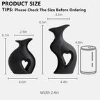 Black Ceramic Vase Set of 2, Heart Shape Home Decor Flower vase - Image 6