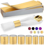 Holiday Parties Napkin Rings Set of 200, 2 Colors in 1 (Brushed Gold Silver), Reusable Adjustable Napkin Bands for Parties, Wedding, Fathers' Day Table Decor, Waterproof Tear-Proof Great Gift Idea by Unknown