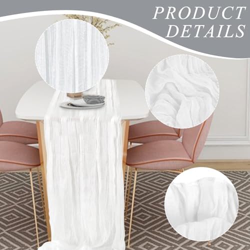 6 Pack Cheesecloth Table Runner 10Ft Christmas Gauze Boho Table Runners for Wedding Decor Bridal Shower Decorations Baby Shower Party(35" x 120") - Image 3