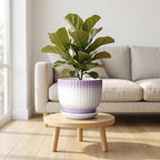 8 Inch Ceramic Plant Pot,Purple + White - Image 5