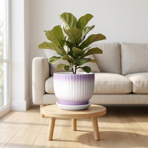 8 Inch Ceramic Plant Pot,Purple + White - Image 5