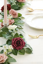 PONATIA 5FT Burgundy Artificial Flowers Garland - Image 4