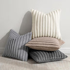 MIULEE Faux Fur Plush Decorative Throw Pillow Covers 18x18, Grey Taupe - Image 3