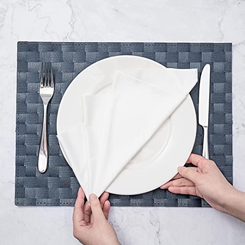 Restaurantware Rectangle Navy Blue Woven Placemat, 16 x 12 in, 6 Pack - Image 5