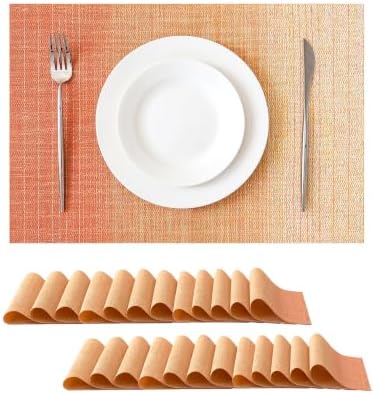 Leetaltree Woven Vinyl Fall Placemats Set of 24, Gradient Burnt Orange by Leetaltree-ArtatEveryTable