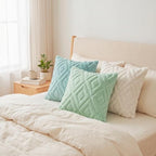 Pallene Fall Light Teal Faux Fur Throw Pillow Covers 20x20 Set of 2 - Image 5