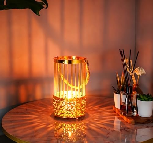 2PCS Candlestick Candle Barrels Moroccan Style Retro Lanterns Projection Lights Hollowed-Out Decorations Home Ramadan Hanging Outdoor Indoor Courtyard Porch Festival Weddings - Image 5