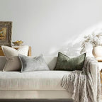 DEZENE Pack of 2 Beige Decorative Throw Pillow Covers 22x22 Cozy Soft Chenille Accent Vintage Square Couch Pillow Covers for Home Decor Bed Sofa Living Room - Image 6