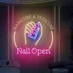 Nail Open Neon Sign for Nail Salon Window, Manicure Pedicure Wall Decor by mllusxg