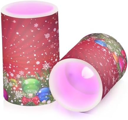ALAZA Christmas Tree Decoration and Snowflakes Red Flickering Flameless Candles Battery Operated with Remote Timer,Tea Light Candles LED Pillar Votive Candles Set of 2 for Outdoor Indoor Decorations - Image 2
