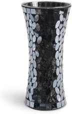 Mosaic Flower Glass Vase, 12 Inch Black Mosaic Vase for Centerpiece by Faticdorr