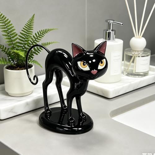 Cynkeyee Halloween Black Cat Statue - 9 in Vintage Mid‑Century - Image 5