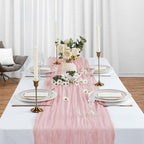 12 Pack Dusty Pink Table Runner Cheesecloth 10Ft Gauze Cheese Cloth Table Runner 35x120 Inch Boho Sheer Rustic Fabric for Holiday Party Decor Baby Shower Wedding Decorations - Image 3